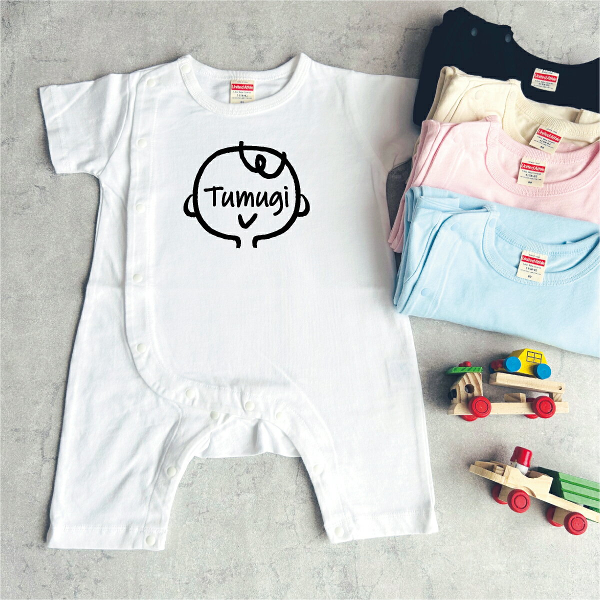 名入れ ロンパース 顔ネーム 80cm 送料無料 出産祝い 誕生日 プレゼント オリジナル ギフト 男の子 女の子