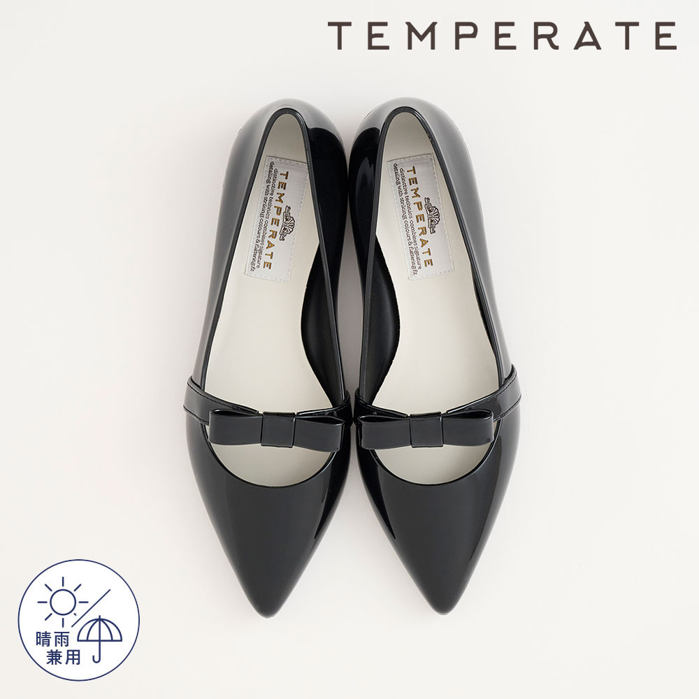 【公式】【NEW】TEMPERATE テンパレイト レインパンプス レディース RENE ルネ ローヒール ポインテッド ストラップ フラットシューズ 晴雨兼用 PVC 梅雨