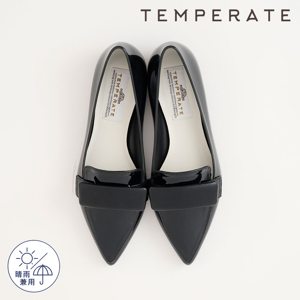 【公式】【NEW】TEMPERATE テンパレイト レインパンプス SOPHIE ソフィー ポインテッド スリッポン ローヒール フラットシューズ 晴雨兼用 PVC モード ブラック 黒