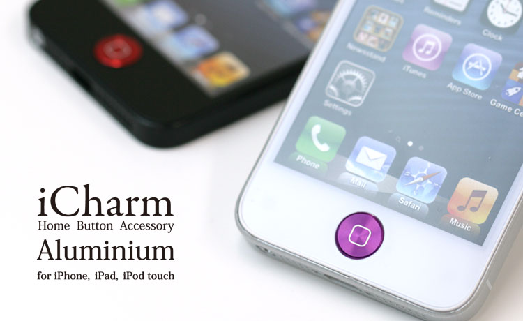 送料無料 メール便 iCharm Home Button Accessory Aluminium アイチャーム ホームボタン アクセサリー アルミニウム DESIGN WORKS デザインワークス アルミ アイフォン tempoo
