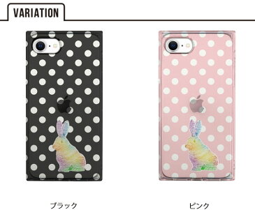 送料無料 メール便 iPhone 2020 SE 8 7 AKAN ソフト スクエアケース 虹色ウサギちゃん アイホン アイフォン クリア ケース シングル スリム 人気 かわいい 女子 レディース 兎 ウサギ うさぎ ドット 個性的 エイカン tempoo