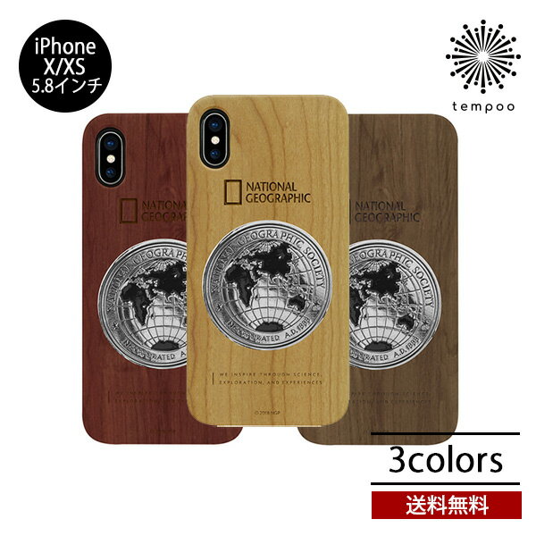 Rakuten - メール便 送料無料 iPhone X XS iPhoneX iPhoneXS スマートフォンケース National Geographic Metal-Deco Wood Case ナショナルジオグラフィック スマホケース アイフォン 天然木 メタル シングル ケース 人気 シンプル 大人 メンズ レディース tempoo