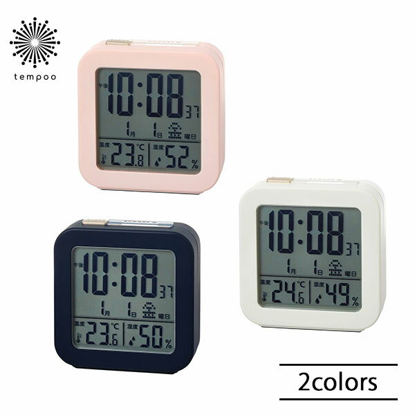 PLUS DECO プラスデコ Radio Control Alarm Clock 電波クロック IAC-5667 両局電波対応 電子音アラーム スヌーズ カレンダー 温度計 湿度計 オートライトセンサー 置き時計 目覚まし時計インテリア シンプル 寝室 おしゃれ プレゼント ギフト CREPHA