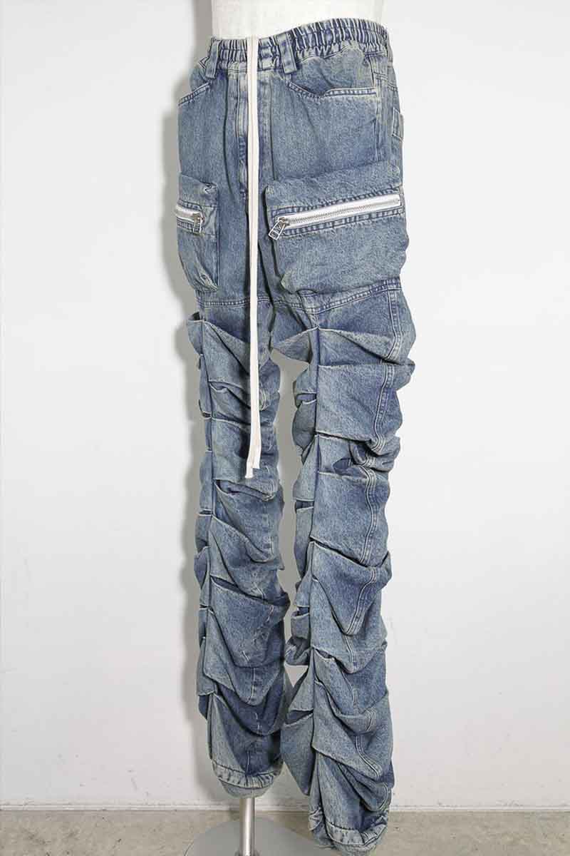 セール商品 30%OFF 送料無料 ボトムス A.F ARTEFACT エーエフ アーティファクト デニム"モンスタータック"フレアバギーパンツ / Denim Tuck Flare Baggy Pants / インディゴ / ag-10031-1 返品交換不可