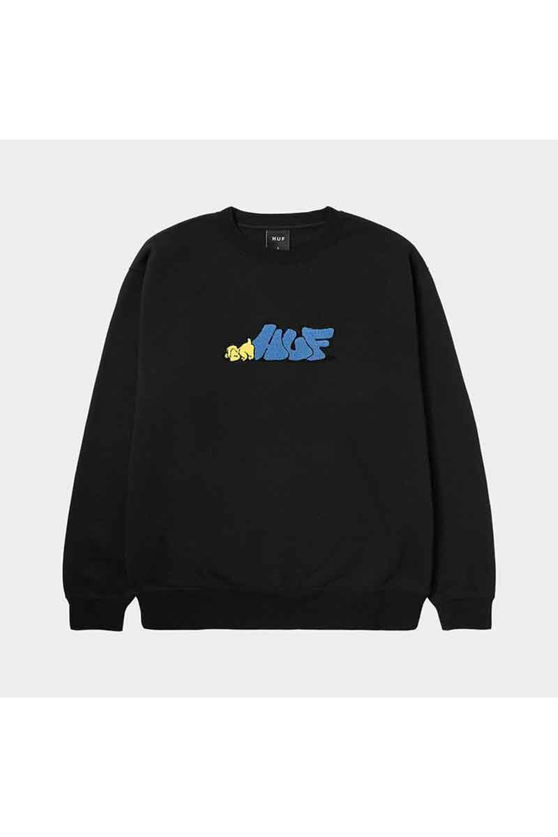 セール商品 30%OFF 送料無料 トップス HUF ハフ DOG SENSE CREWNECK / ブラック 返品交換不可