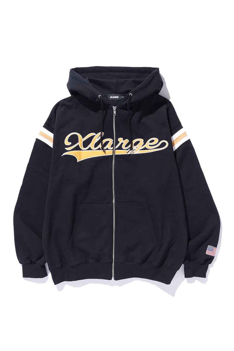 Rakuten - セール商品 30%OFF 送料無料 トップス XLARGE エクストララージ LINE ZIP UP HOODED SWEATSHIRT / ブラック 返品交換不可
