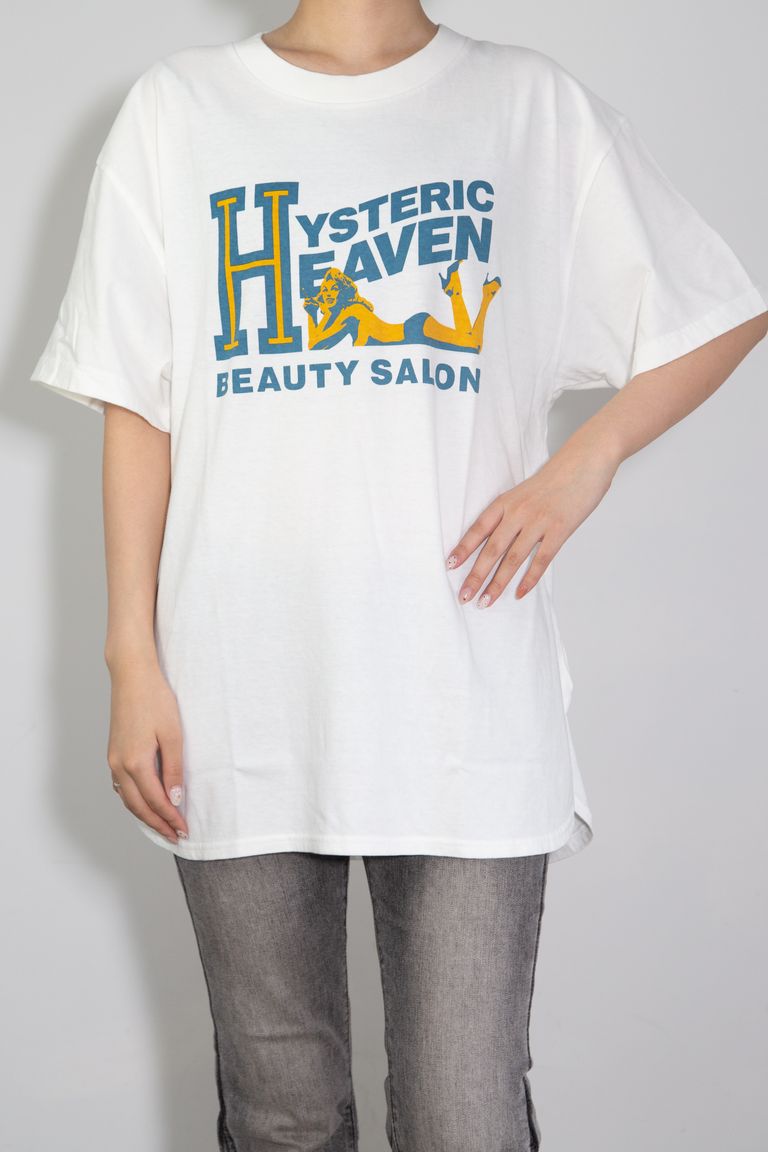 Rakuten - 送料無料 トップス HYSTERIC GLAMOUR ヒステリックグラマー H BEAUTY SALON オーバーサイズTシャツ / ホワイト 返品交換不可