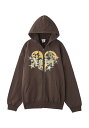 トップス X-girl エックスガール TRIBAL HEART ZIP UP SWEAT HOODIE / ブラウン / 返品交換不可