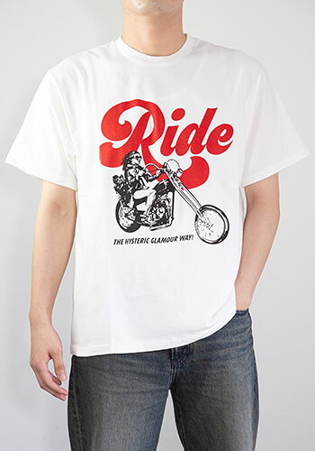 Rakuten - 送料無料 トップス HYSTERIC GLAMOUR RIDE A MOTORCYCLE Tシャツ / ホワイト 返品交換不可