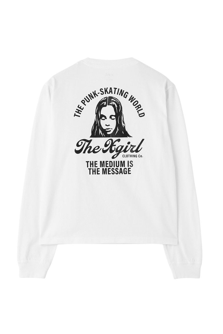 樂天商城 - セール商品20%OFF 送料無料トップス X-girl エックスガール ARCH LOGO AND FACE L/S TEE / ホワイト 返品交換不可