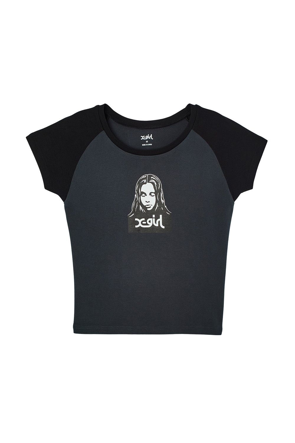乐天商城 - セール商品20%OFF 送料無料トップス X-girl エックスガール FACE RAGLAN S/S BABY TEE / チャコール 返品交換不可