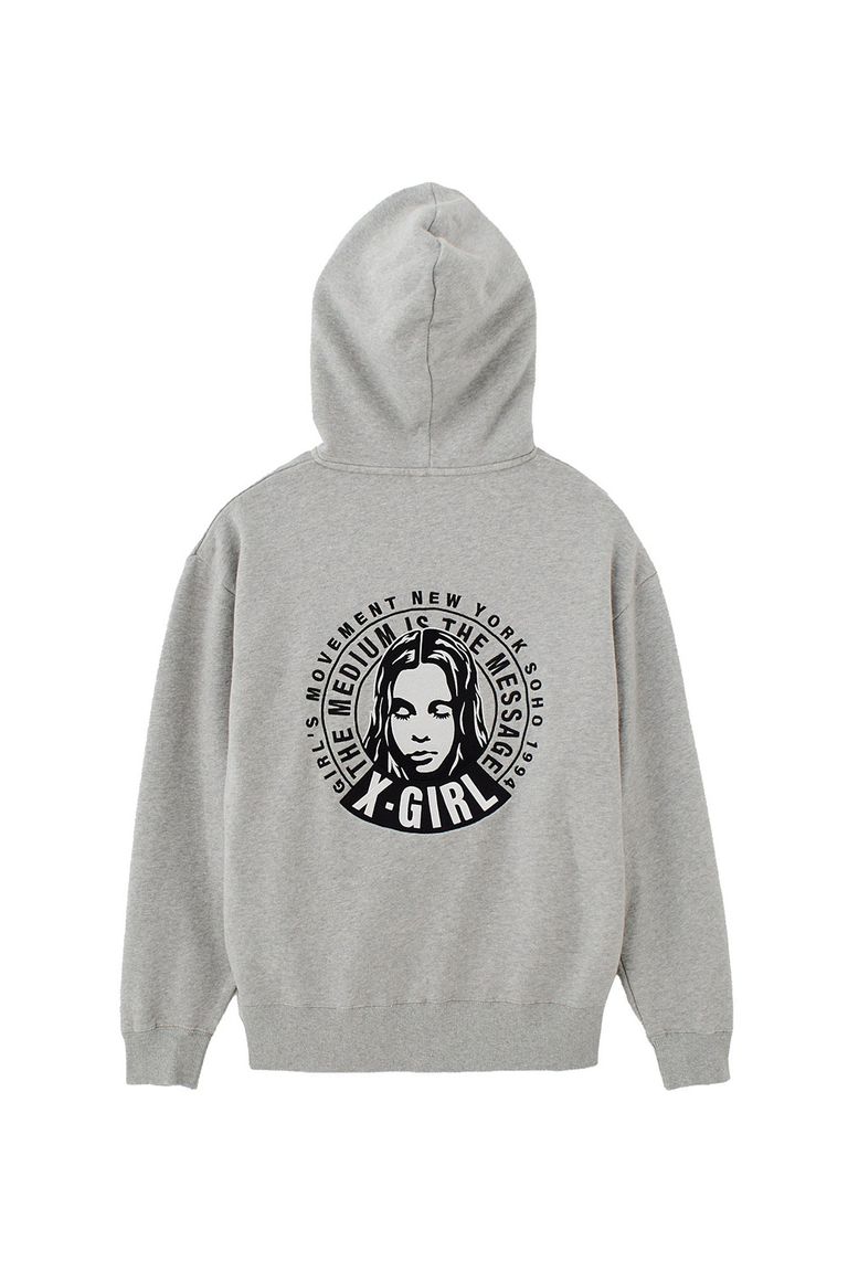 Rakuten - トップス X-girl エックスガールCIRCLE MESSAGE AND FACE ZIP UP SWEAT HOODIE / アッシュ