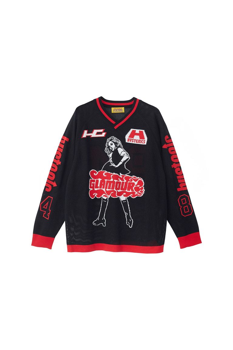 Rakuten - 送料無料 トップス HYSTERIC GLAMOUR HYSTERIC84ジャカードメッシュ プルオーバー / ブラック