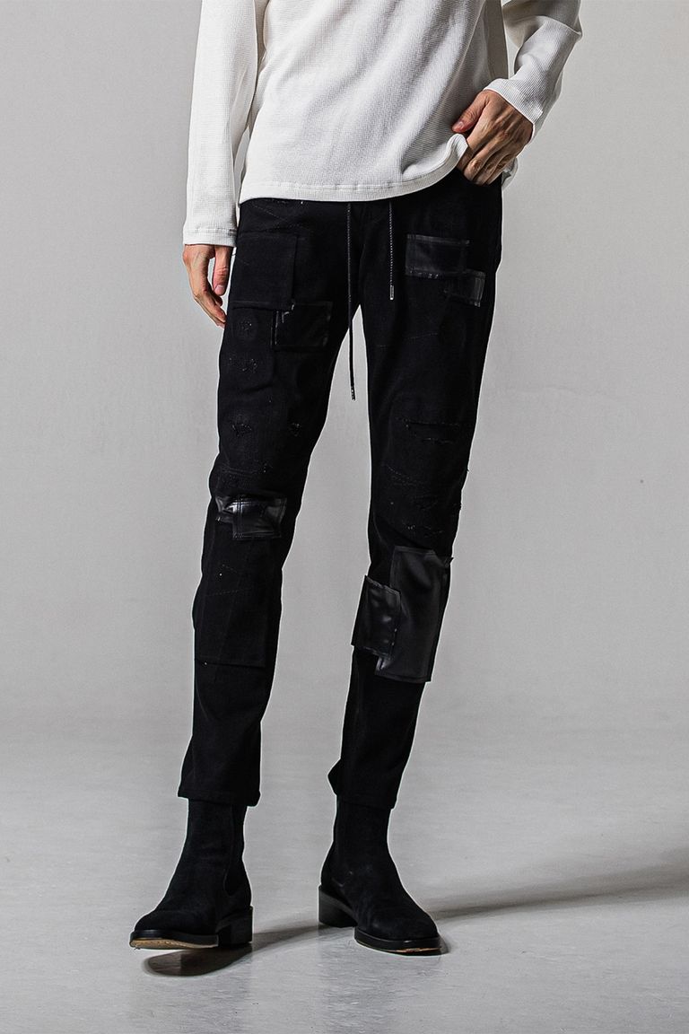 Rakuten - 送料無料 ボトムス RESOUND CLOTHING リサウンドクロージング 【人気定番商品】MICK DENIM JERSEY / ブラックリメイク 返品交換不可