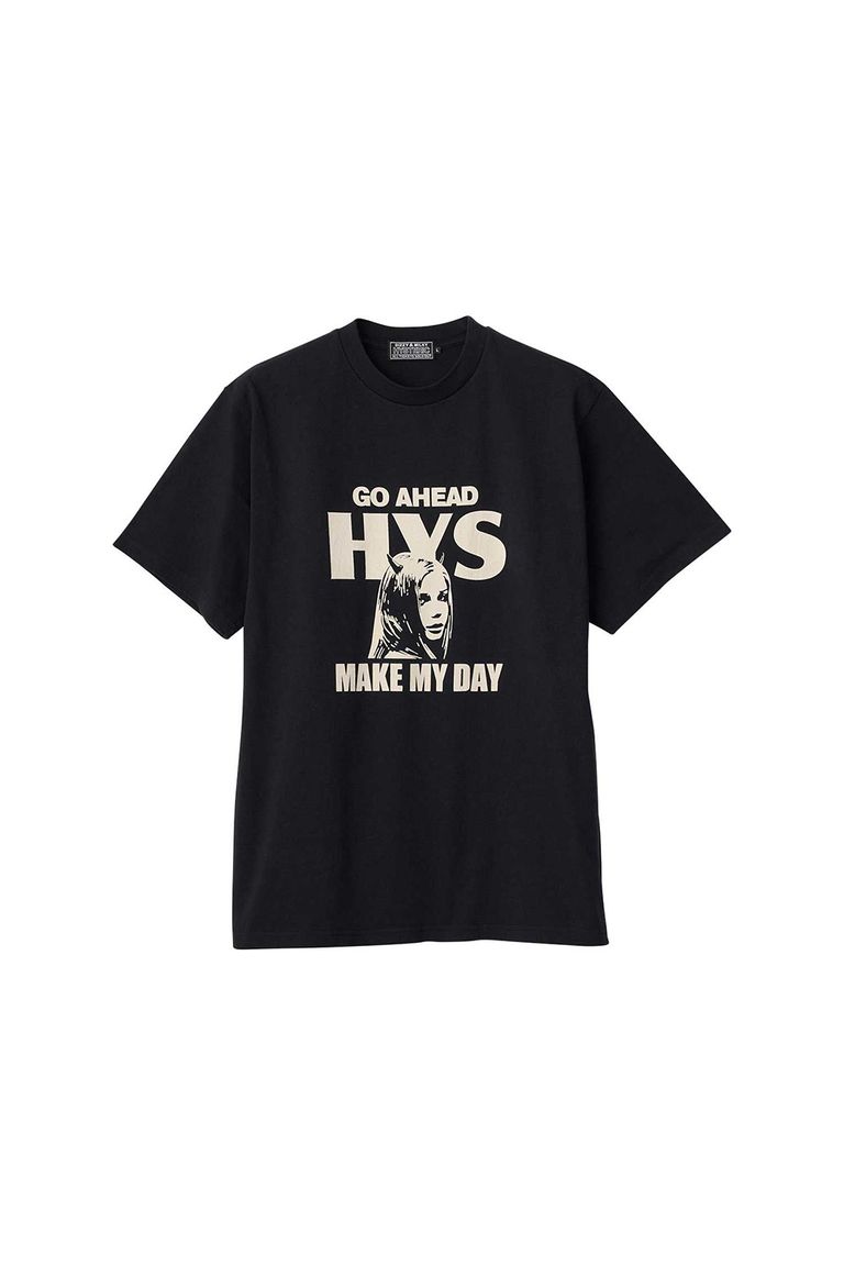 送料無料 トップス HYSTERIC GLAMOUR ヒステリックグラマー MAKE MY DAY Tシャツ / ブラック 返品交換不可（楽天・Valuation share）
