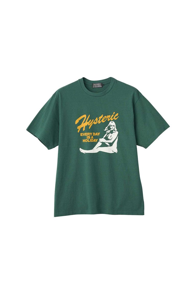 Rakuten - 送料無料 トップス HYSTERIC GLAMOUR ヒステリックグラマー EVERY DAY HOLIDAY Tシャツ / グリーン 返品交換不可
