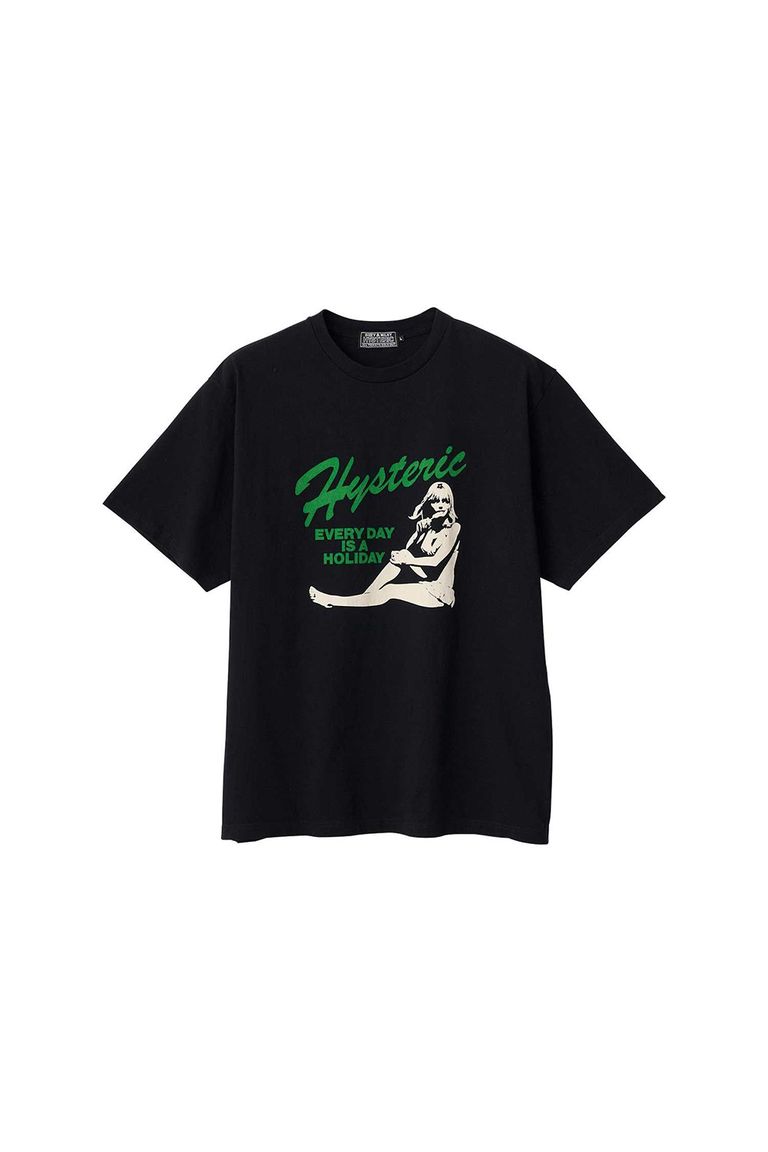 Rakuten - 送料無料 トップス HYSTERIC GLAMOUR ヒステリックグラマー EVERY DAY HOLIDAY Tシャツ / ブラック 返品交換不可