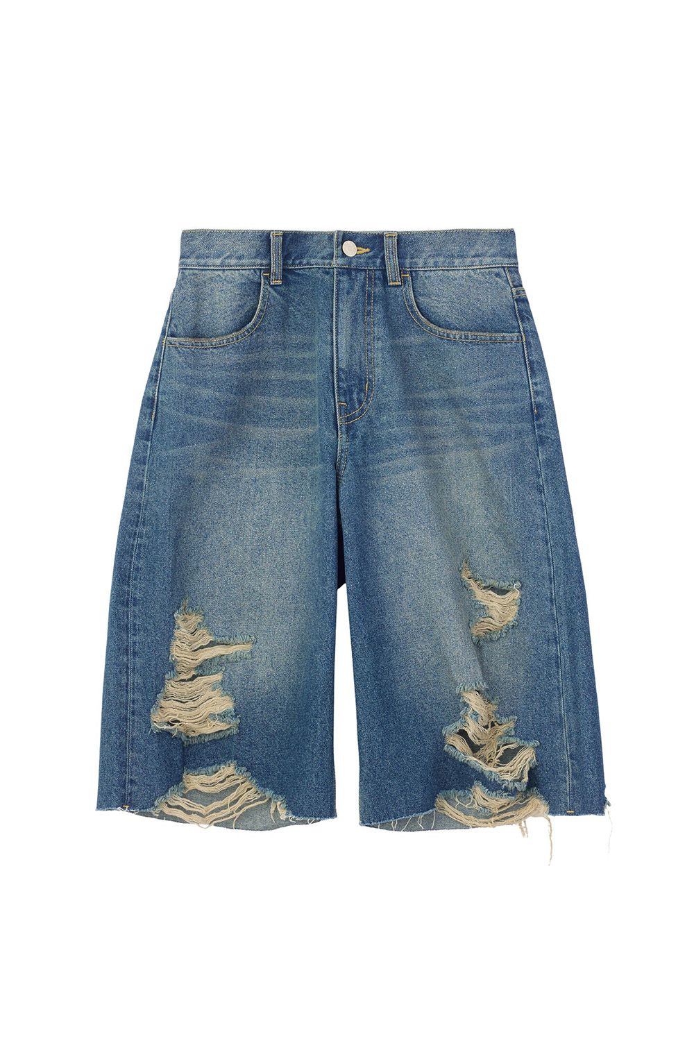 トップス X-girl エックスガール ［ラスト1点 サイズM］EMBLEM POCKET DISTRESSED DENIM SHORTS / ライトインディゴ