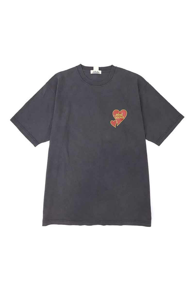 送料無料 トップス mindseeker マインドシーカー HEART LOGO PIGMENT TEE / スミブラック