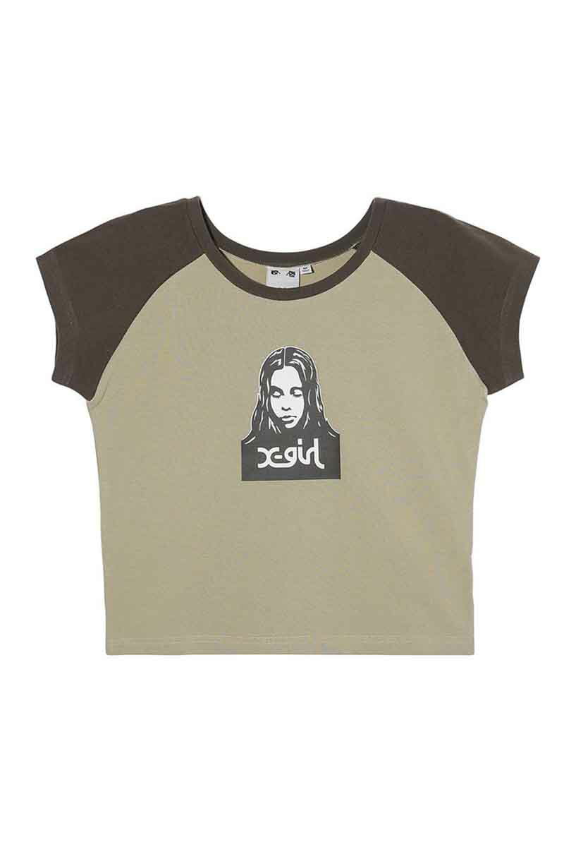  gbvX X-girl GbNXK[ FACE RAGLAN BABY TEE / x[W