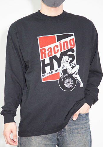 送料無料 トップス HYSTERIC GLAMOUR ヒステリックグラマー RACING HYS Tシャツ / ブラック 返品交換不可