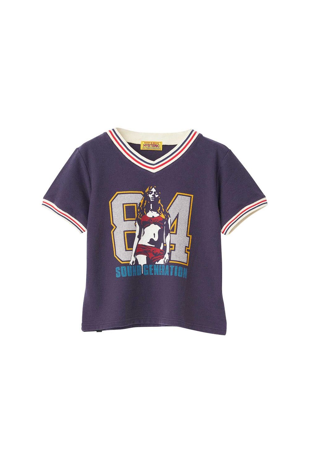 Rakuten - 送料無料 トップス HYSTERIC GLAMOUR ヒステリックグラマー 84 SOUNDS Tシャツ / ネイビー 返品交換不可