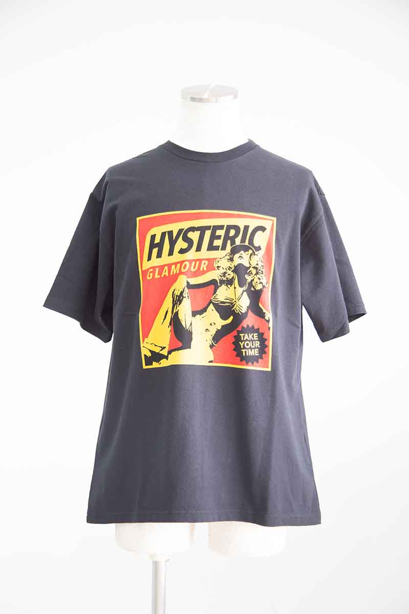 ヒステリックグラマー 送料無料 トップス HYSTERIC GLAMOUR ヒステリックグラマー TAKE YOUR TIME Tシャツ / ブラック 返品交換不可