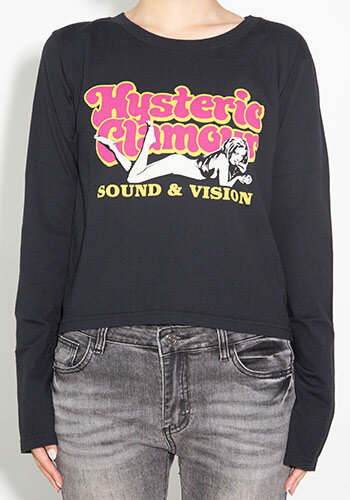 送料無料 トップス HYSTERIC GLAMOUR ヒステリックグラマー SOUND&VISION Tシャツ / ブラック 返品交換不可