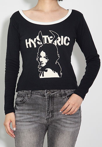 ����̵�� �ȥåץ� HYSTERIC GLAMOUR �ҥ��ƥ�å�����ޡ� BUNNY GIRL�졼�����å� ����T����� / �֥�å� ���ʸ��Բ�