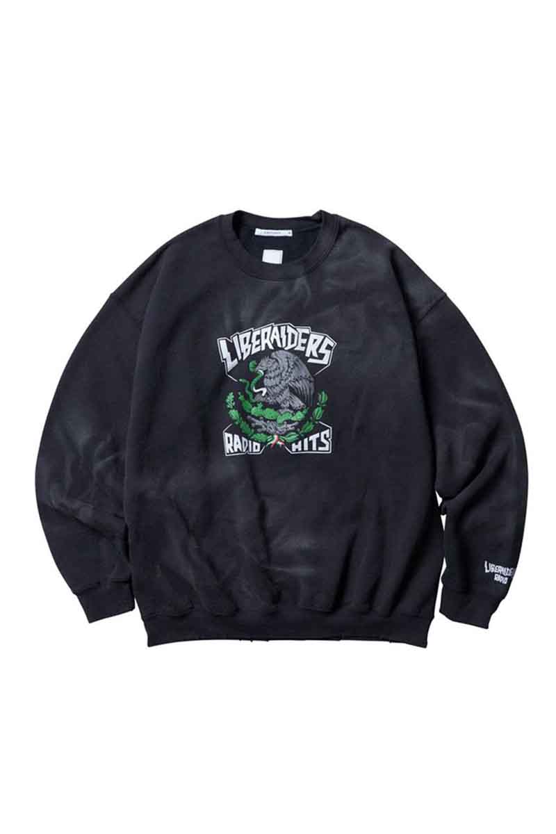 セール商品 30 OFF 送料無料 トップス liberaiders リベレイダース RADIO HITS VINTAGE CREWNECK / ブラック 返品交換不可