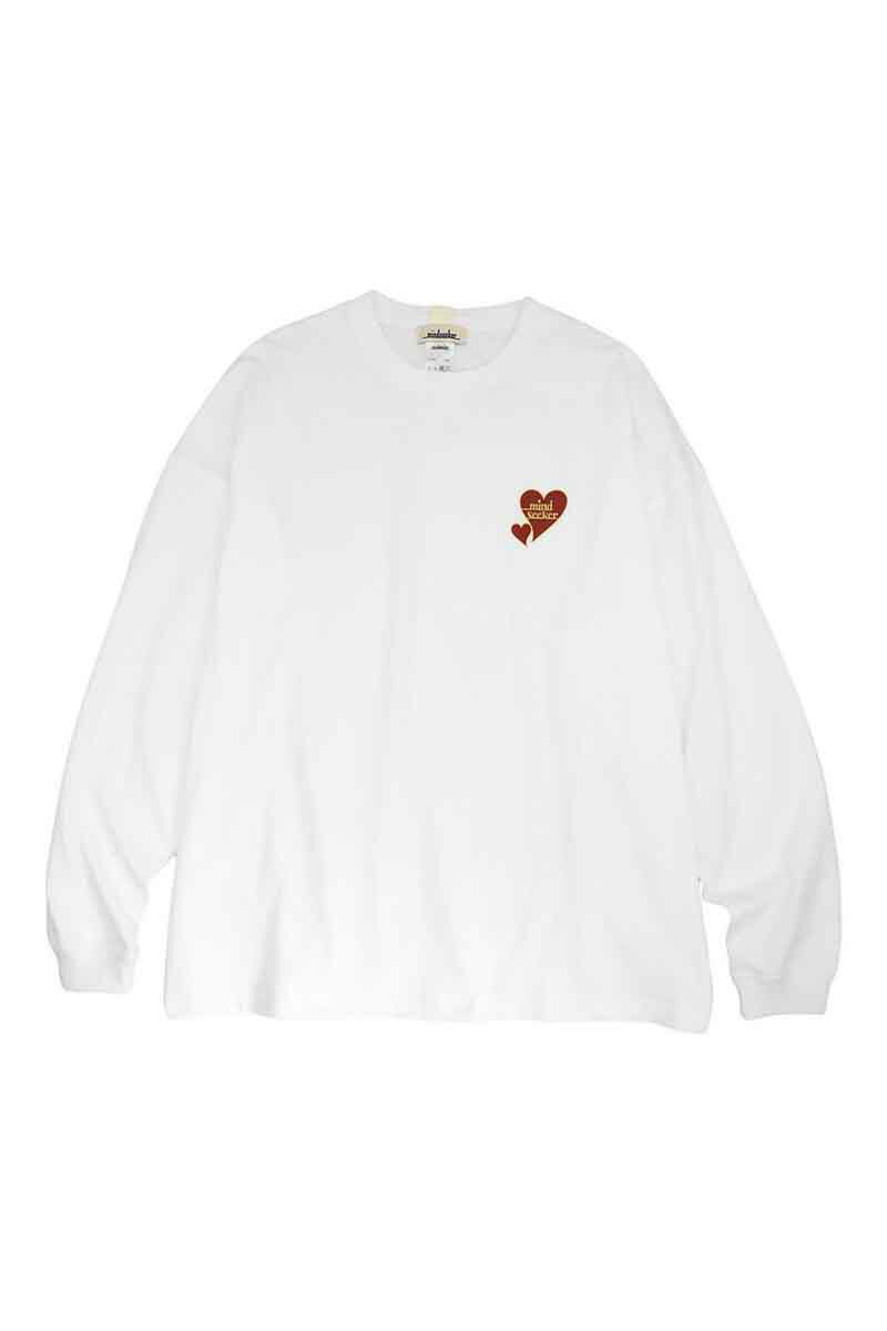 送料無料 トップス mindseeker マインドシーカー ONE POINT HEART LOGO L/S TEE / ホワイト