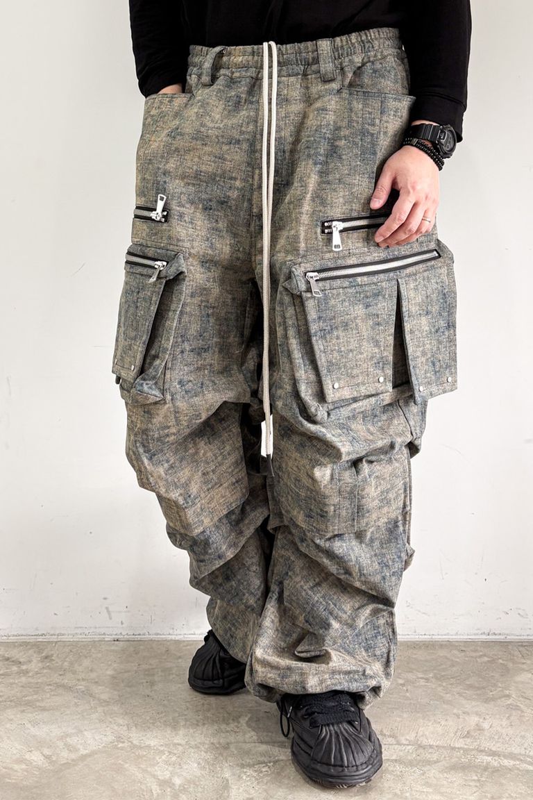 Rakuten - 送料無料 ボトムス A.F ARTEFACT エーエフ アーティファクト BLENDED SHADES DENIM CARGO TUCK WIDE PT / スチールブルー