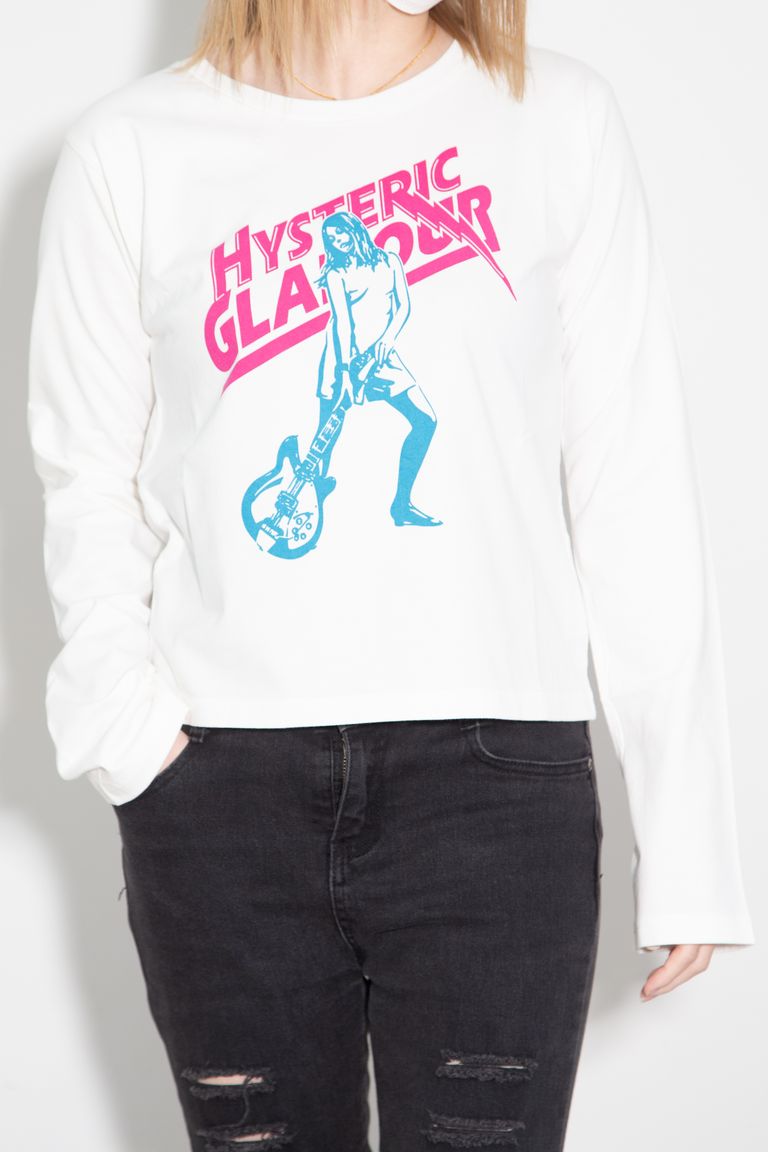 送料無料 トップス HYSTERIC GLAMOUR ヒステリックグラマー HYSTERIC LIGHTNING ショート丈Tシャツ / ホワイト　返品交換不可