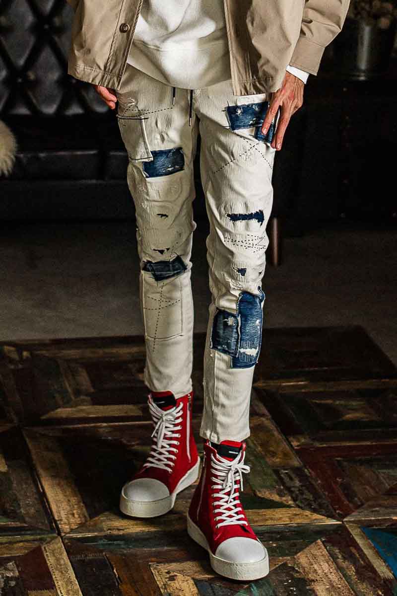 樂天商城 - 送料無料 ボトムス RESOUND CLOTHING リサウンドクロージング MICK DENIM JERSEY / ホワイトリメイク 返品交換不可