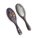 パドルブラシ 木製 高級 ヘアブラシ 天然木 頭皮マッサージ 木櫛 絡まない ウェットブラシ おしゃれ 蓮 花柄 くし ブラシ レディース メンズ スタイリング...