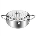 天ぷら鍋 揚げ鍋 ステンレス ふた付き 温度計付き 温度制御 油切りラック付 フライヤー 家庭用揚げ物 鍋 IH~ガス火対応(3.4L/24CM)