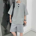 【送料無料】サマー 夏用 薄手 無地 快適 ゆったり 部屋着 ルームウェア 夏 メンズ 半袖 ハーフパンツ Tシャツ セットアップ 上下セット