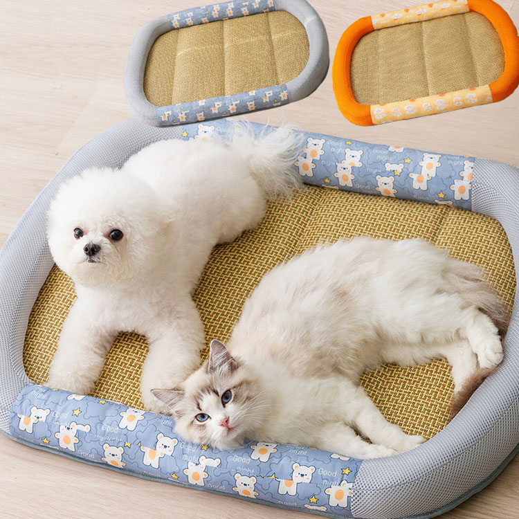 ペット マット 犬 猫 べッド 夏用 暑さ対策 クッション 犬猫兼用 犬の夏対策 ベッド 枕付き マット シ..