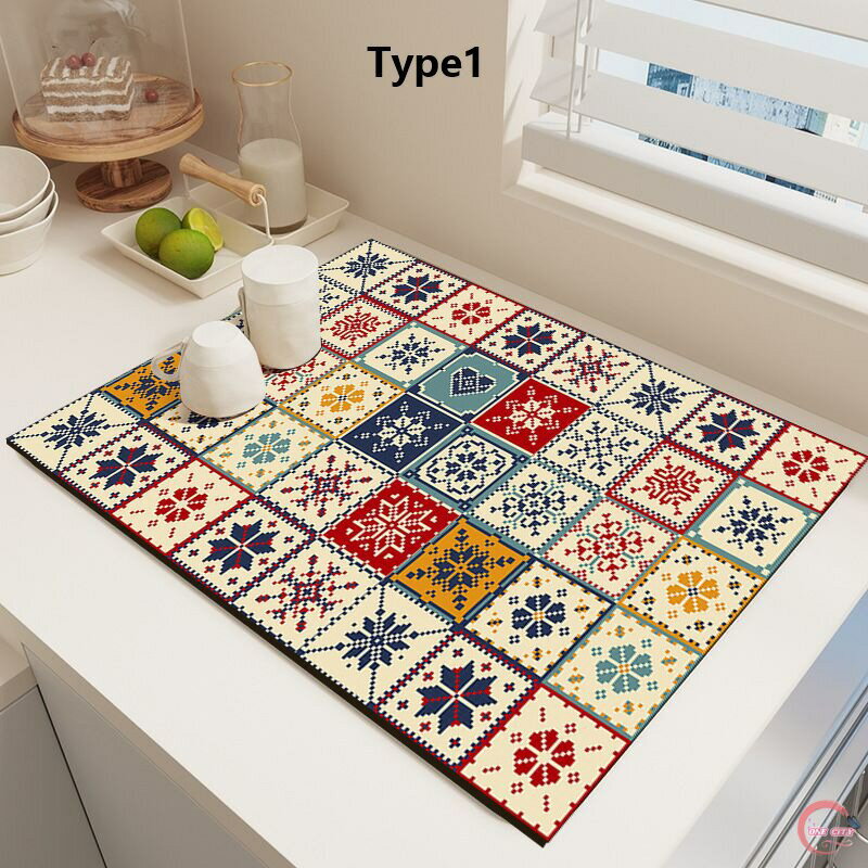 珪藻泥が水を切るマット 台所の防熱断熱マット 碗盤乾燥神器 台面保護マット 吸水速乾台所マット 優雅..