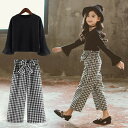 子供服 セットアップ 女の子 キッズ 長袖 春秋 秋着 上下セット 2点セット 韓国子供服 ジュニア ズボン チェック柄 可愛い おしゃれ 通学着 秋冬新作 送料無料