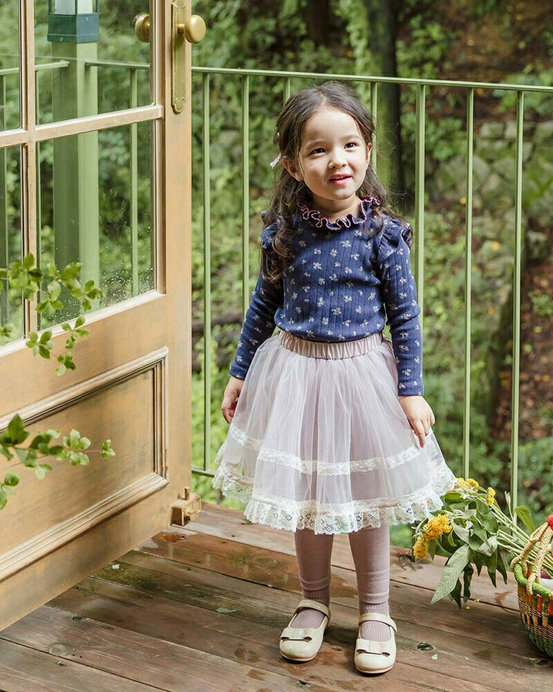 カットソー フリル 花柄 トップス 長袖 ロングTシャツ ロンT 子供服 女の子 キッズ...
