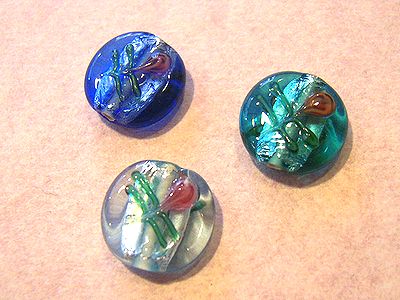 【チェコビーズ】ランプワーク・平丸フラワー（直径14×厚さ3.5-4mm）/1ヶ