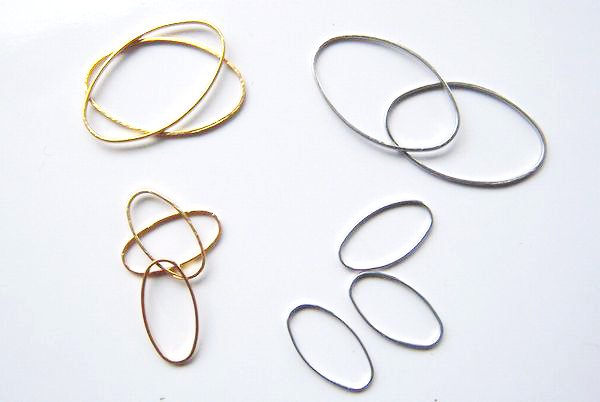 楕円形のシンプル平リング（開閉ナシ)／5ケ／手芸用留め具