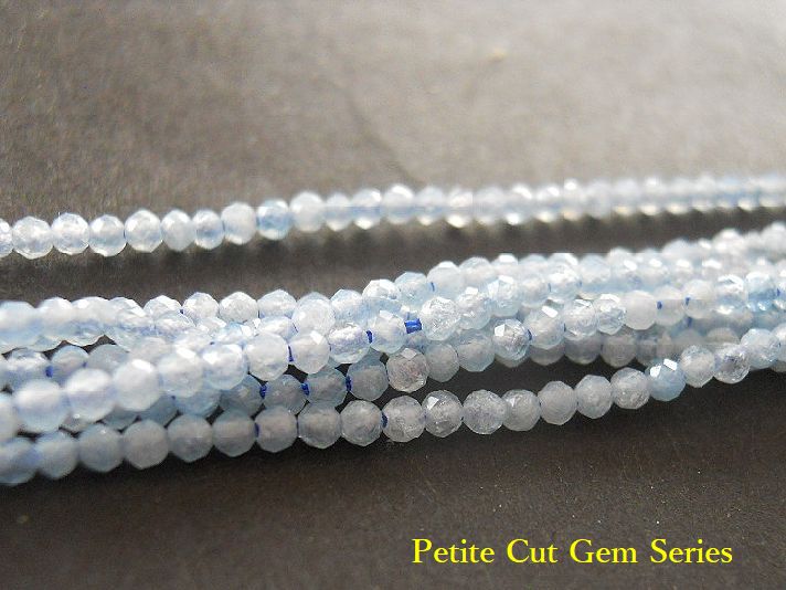 夏特集≪Petite Cut Gem Series≫【極小2mm/約6.4cm（約41個前後】カット入り天然石ビーズ。アクアマリン1.6〜1.8mm（極小2mm）*B5オリジナル宝石言葉ペーパー付（1配送1枚限定）【今プレ】★9/28-10/4シルバーてんてん週間アクセスランキング第7位★
