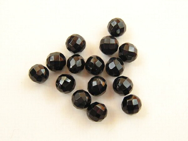 ブラックアゲート 6mm64面カット/5ヶ 【メール便可/230円】｜*