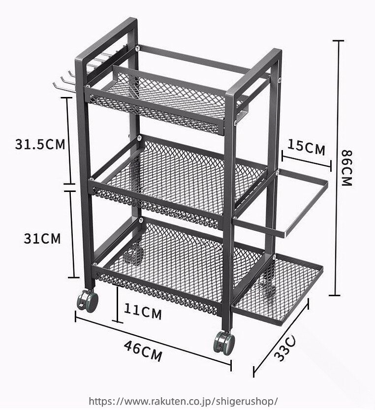 tenShopの収納 ラック 3段 ホームジム 用 トレーニング 機器 収納 オーガナイザー 多機能 省スペース 設計 耐久性 抜群 エクササイズ 機器 ウエイト ラック ダンベル ラック トロリー カート｜アングル3