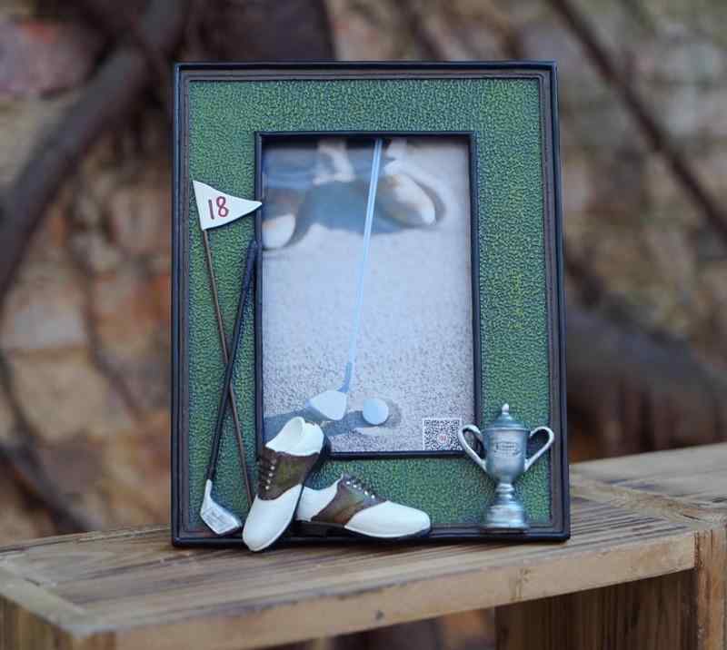 家族写真 記念日 記念品 プレゼント モチーフ シューズ トロフィー ゴルフ グリーン 横型 縦型 写真立..