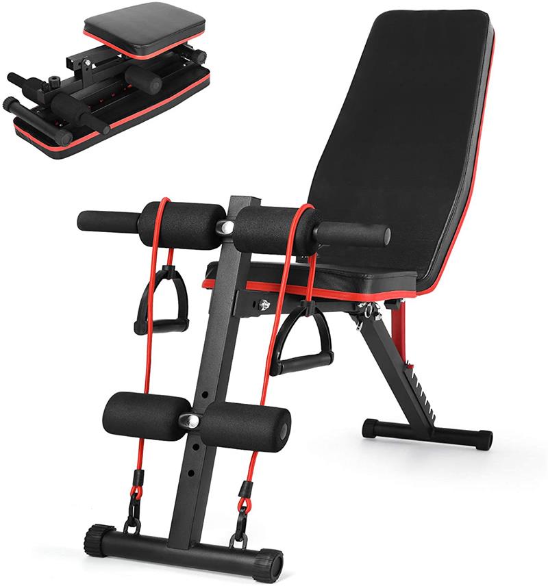 トレーニングベンチ マルチシットアップベンチ 折り畳み 耐荷重300kg フラットベンチ 筋トレ 角度調節簡単 腹筋 背筋 ダンベルベ