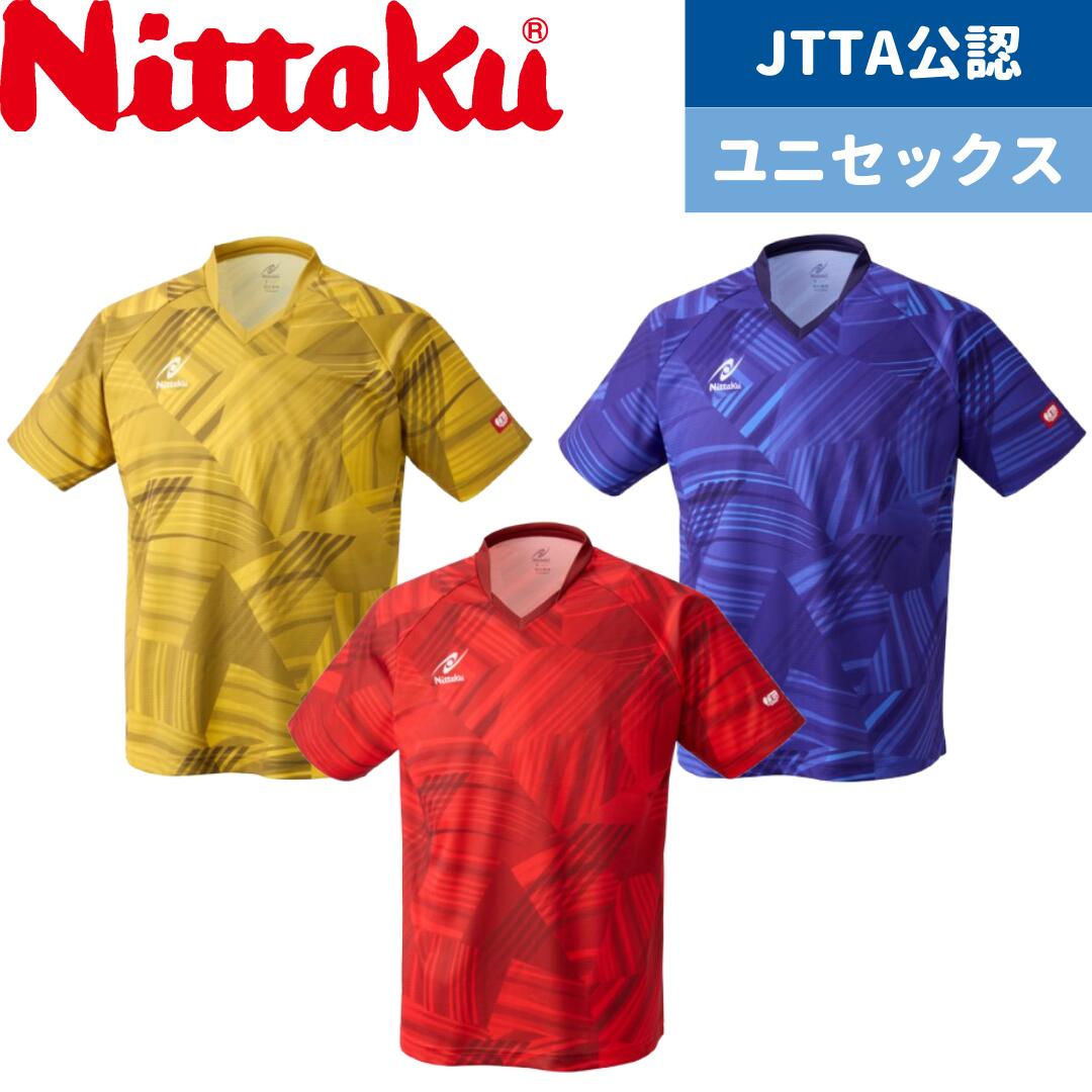nittaku 卓球 ユニフォーム ウェア jtta 公認 ブライトバモスシャツ ユニセックス 男女兼用 吸水速乾 ストレッチ ブライトドット ニッタク NW-2223