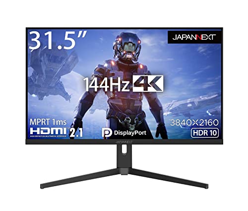 色：ブラック JAPANNEXT HDMI 2.1対応 31.5型 144Hz対応4Kゲーミングモニター JN-315IPS144UHDR-N 昇降スタンド ピボット PIP/PBP対応